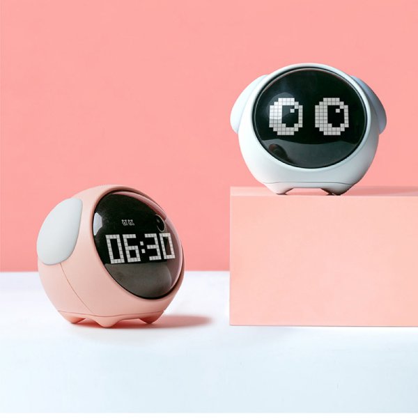 Cute Night Light Alarm Clock Expression Display Led Smart Kids Digital Clock Home Decor Children Room Sleep Trainer Lamp Clocks